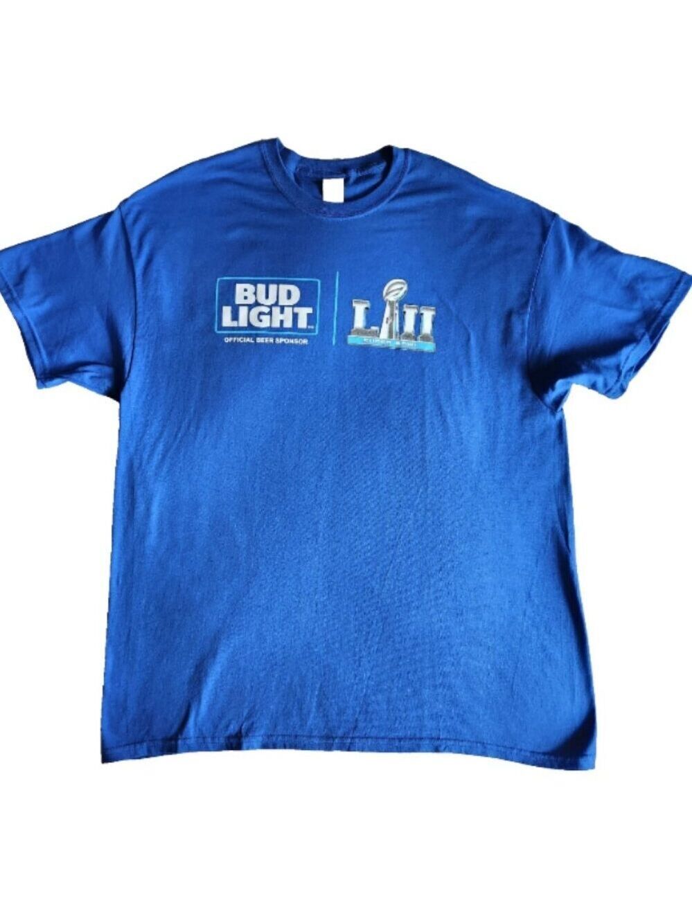 Superbowl LIII t-shirt Men's XL Bud Light Beer Promotional New Short Sleeve